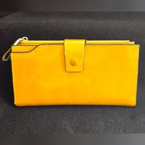 It's Life Gold/Carmel Leather Wallet with Snap Closure